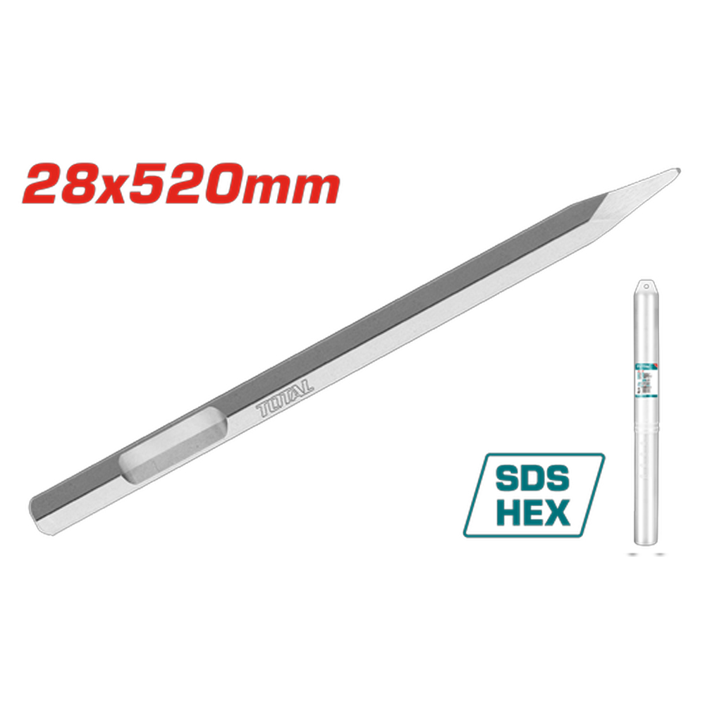 CINCEL PUNTA SDS HEXAGONAL 28 X 520 MM  SUPER TOTAL (TAC15342811)
