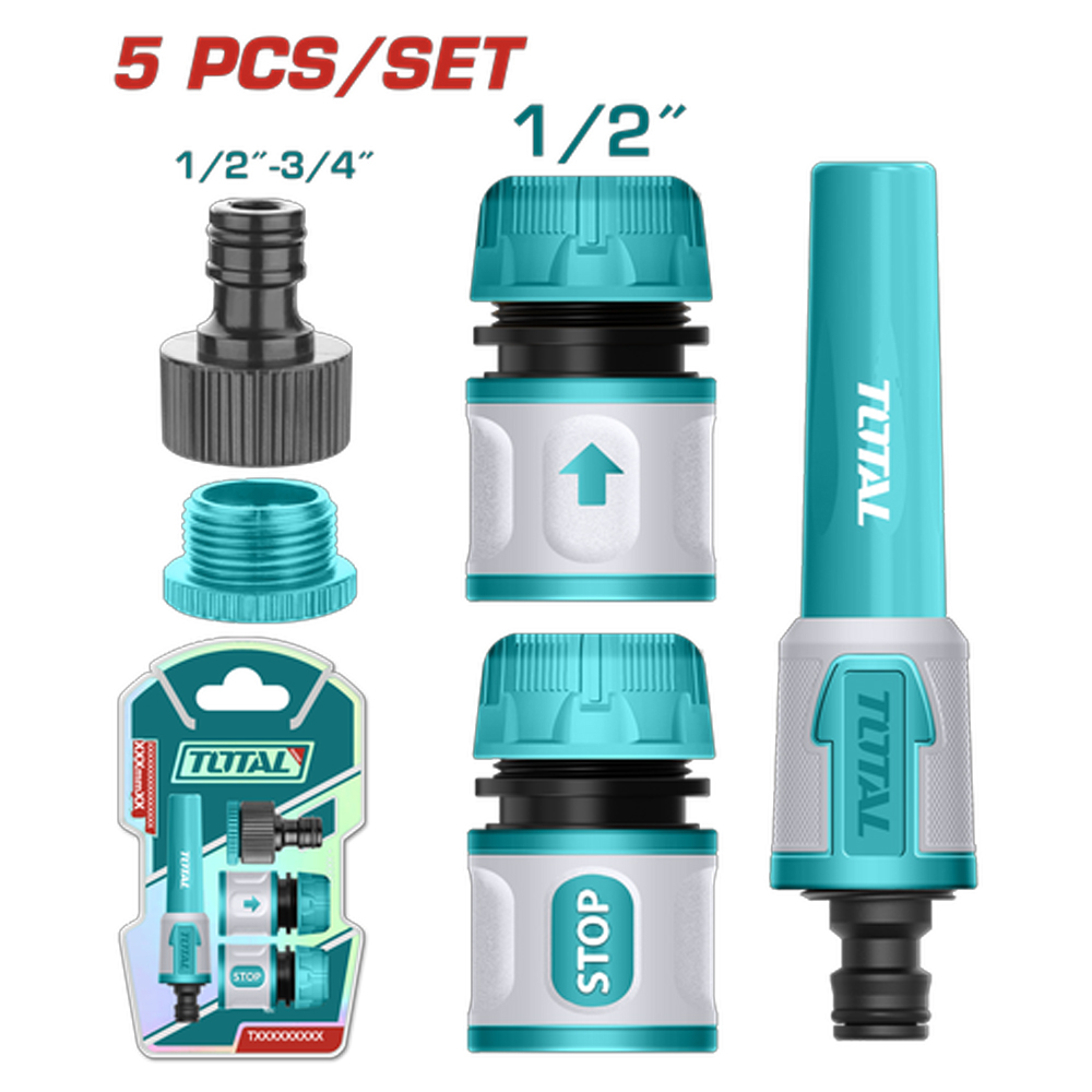 CONECTORES PARA MANGUERA X 5 PZS SUPER TOTAL (THHCS05122)