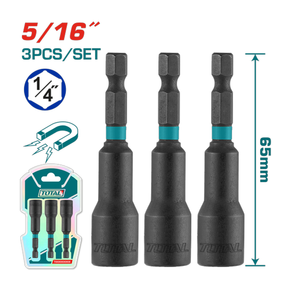 COPA TORNILLO  5/16" IMANTADA JUEGO X 3 PZS  INDUSTRIAL SUPER TOTAL (UTAC270831)