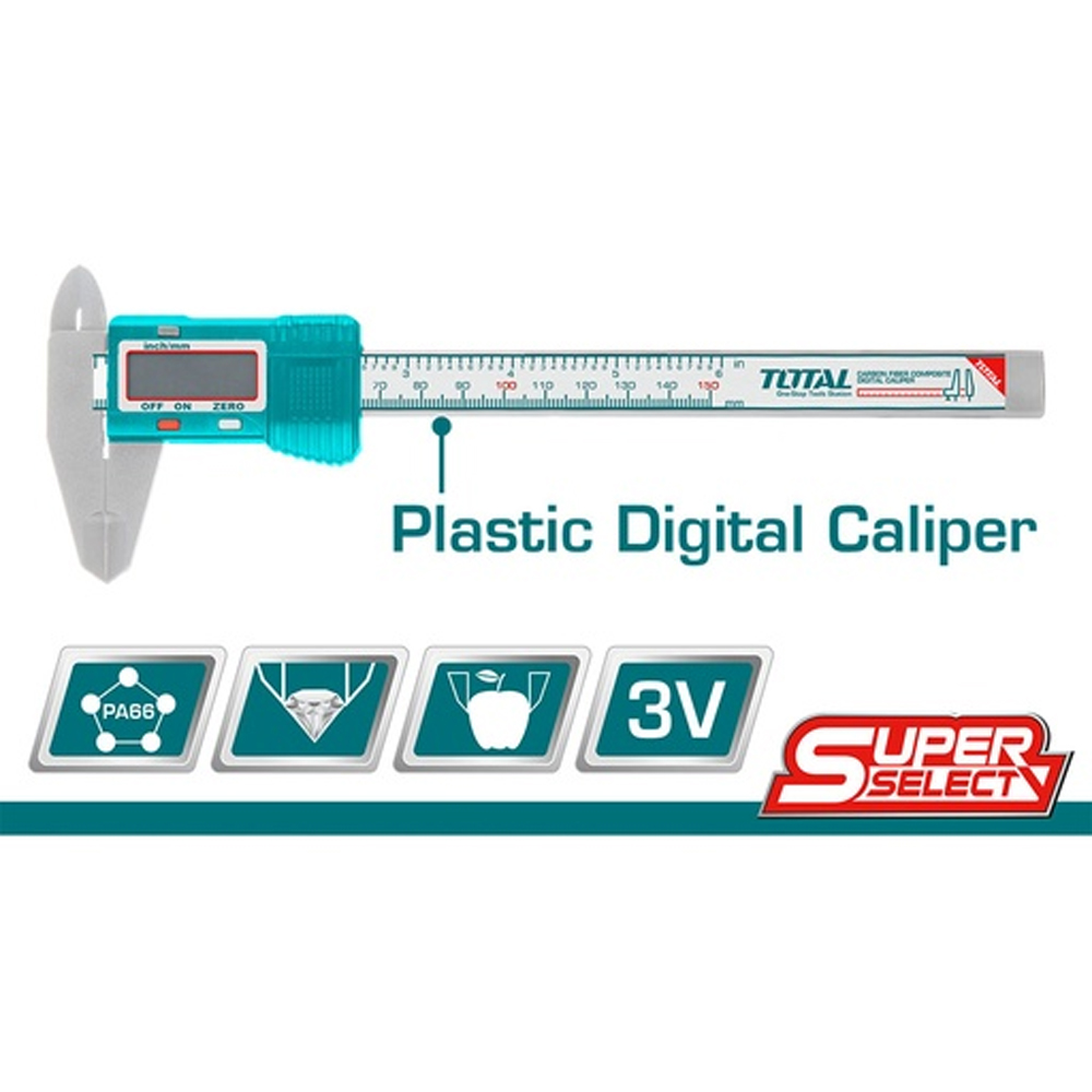 CALIBRADOR PIE DE REY 3V DIGITAL PLASTICO SUPER SELECT TOTAL (TMT331501)