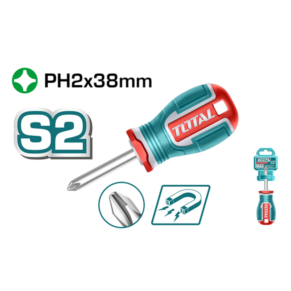 DESTORNILLADOR 1/4X1 1/2" PUÑO  (+) PUNTA IMANTADA INDUSTRIAL SUPER TOTAL  (TSDPH2038)
