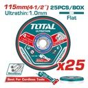 DISCO CORTE METAL/ACERO INOXIDABLE 4 1/2" JUEGO X 25 PCS TOTAL (TAC11011525)