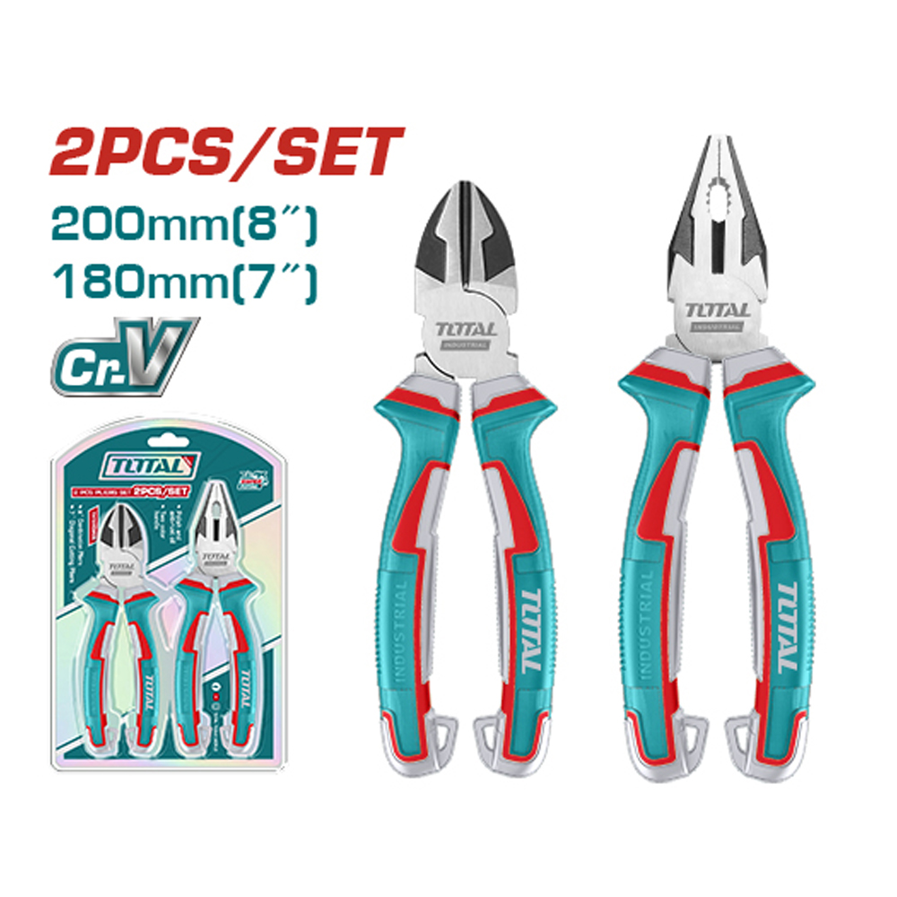 JUEGO DE  ALICATE 8" + CORTA FRIO 7" INDUSTRIAL SUPER TOTAL (THT2K0206)
