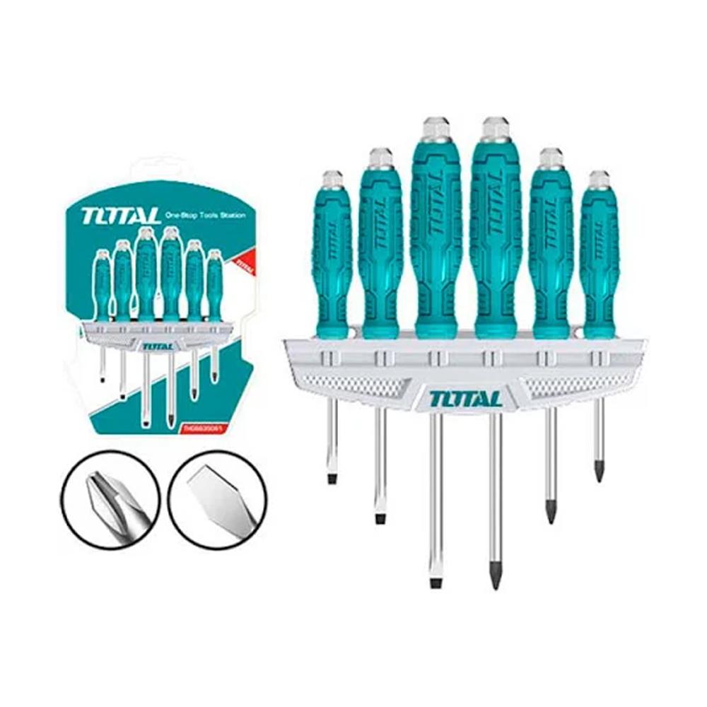 JUEGO DESTORNILLADORES X 6 PCS DE GOLPE CROMO VANADIUM TOTAL (THGSS35061)