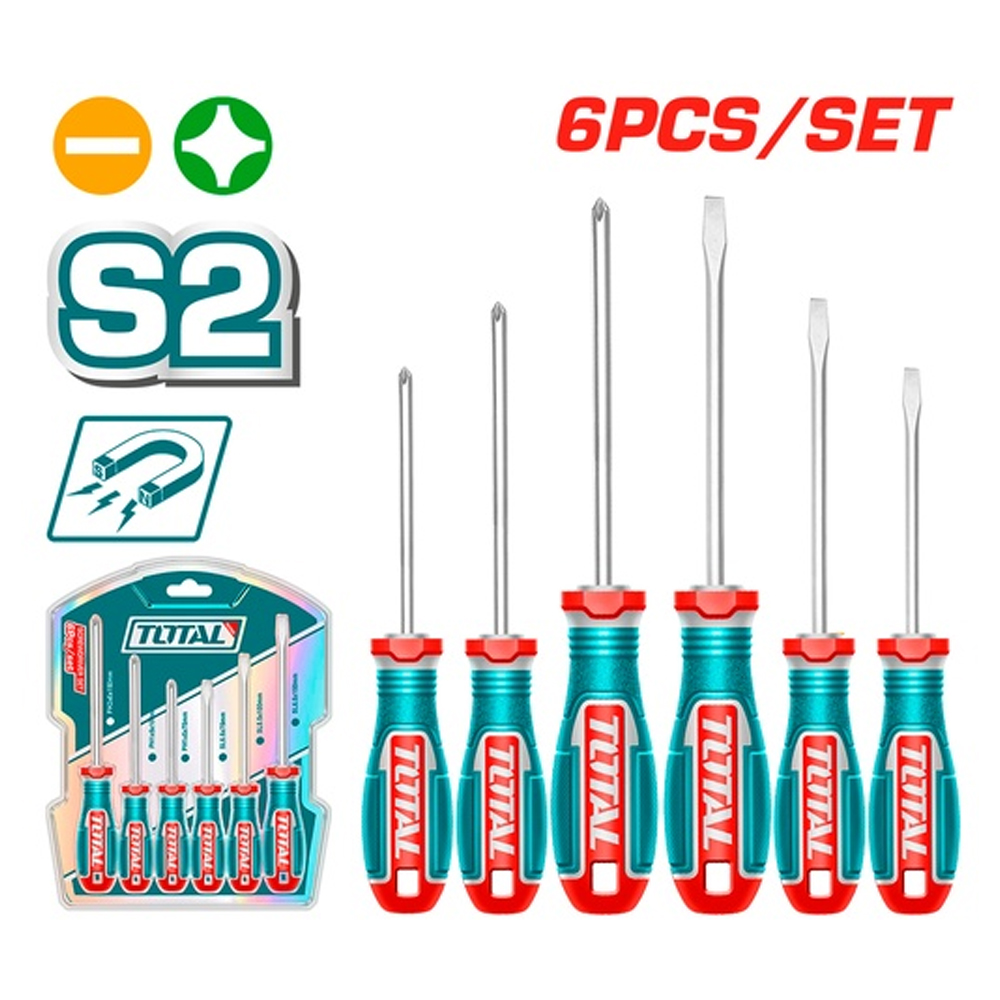 JUEGO DESTORNILLADORES X 6 PCS PUNTA IMANTADA SUPER TOTAL (TKSDS0626)