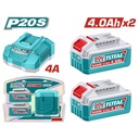 KIT DE 2 BATERIAS 4.0AH + CARGADOR DE 20V INDUSTRIAL TOTAL (UTFBCPK2013)