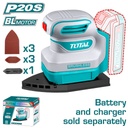 LIJADORA DE PALMA ORBITAL  ROTATIVA   INALAMBRICA 20V 12000 RPM INCLUYE 6 LIJAS  BATERIA Y CARGADOR NO INCLUIDO INDUSTRIAL  SUPER  TOTAL (TPSLI2024)