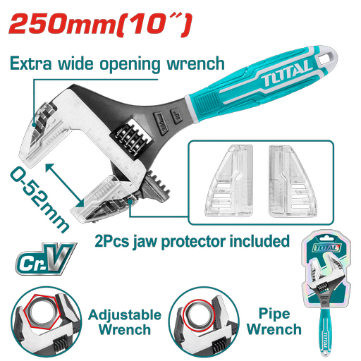 LLAVE AJUSTABLE 10" ENCAUCHETADA  2 EN 1 INDUSTRIAL SUPER TOTAL (THT10210G)