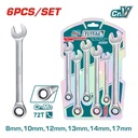 LLAVE MIXTA CON RACHE 8-17MM JUEGO X 6 PCS (THT102RK566)