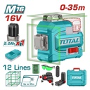NIVEL LASER 0-35M  LUZ VERDE  3D 12 LINEAS 16V INDUSTRIAL SUPER TOTAL (UTLL301201)