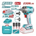 PISTOLA IMPACTO INALAMBRICA 1/2 20V 230 NM  INCLUYE 2 BATERIAS 1 CARGADOR COPAS DE 17,19,21 Y PUNTA DESTORNILLADOR INDUSTRIAL SUPER TOTAL(UTIWLI20236A)