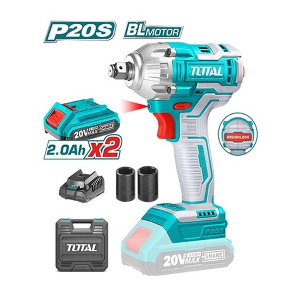 PISTOLA IMPACTO INALAMBRICA 1/2 20V 300 NM INCLUYE 2 BATERIAS 1 CARGADOR SUPER SELECT TOTAL (UTIWLI2038)