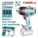 PISTOLA IMPACTO INALAMBRICA 3/4 20V 1350NM  INCLUYE 3 COPAS 27,30,32 MM, CARGADOR Y BATERIA SE VENDEN POR SEPARADO INDUSTRIAL SUPER TOTAL (TIWLI201351)