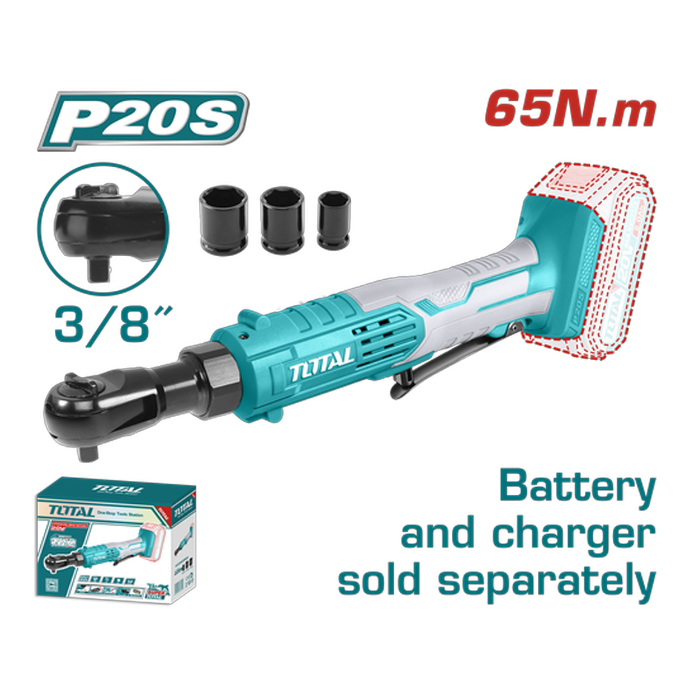 RACHE INALAMBRICO 3/8 20V INCLUYE COPA 13 17 19   BATERIA Y CARGADOR NO INCLUIDO SUPER TOTAL (TDRLI2060151)