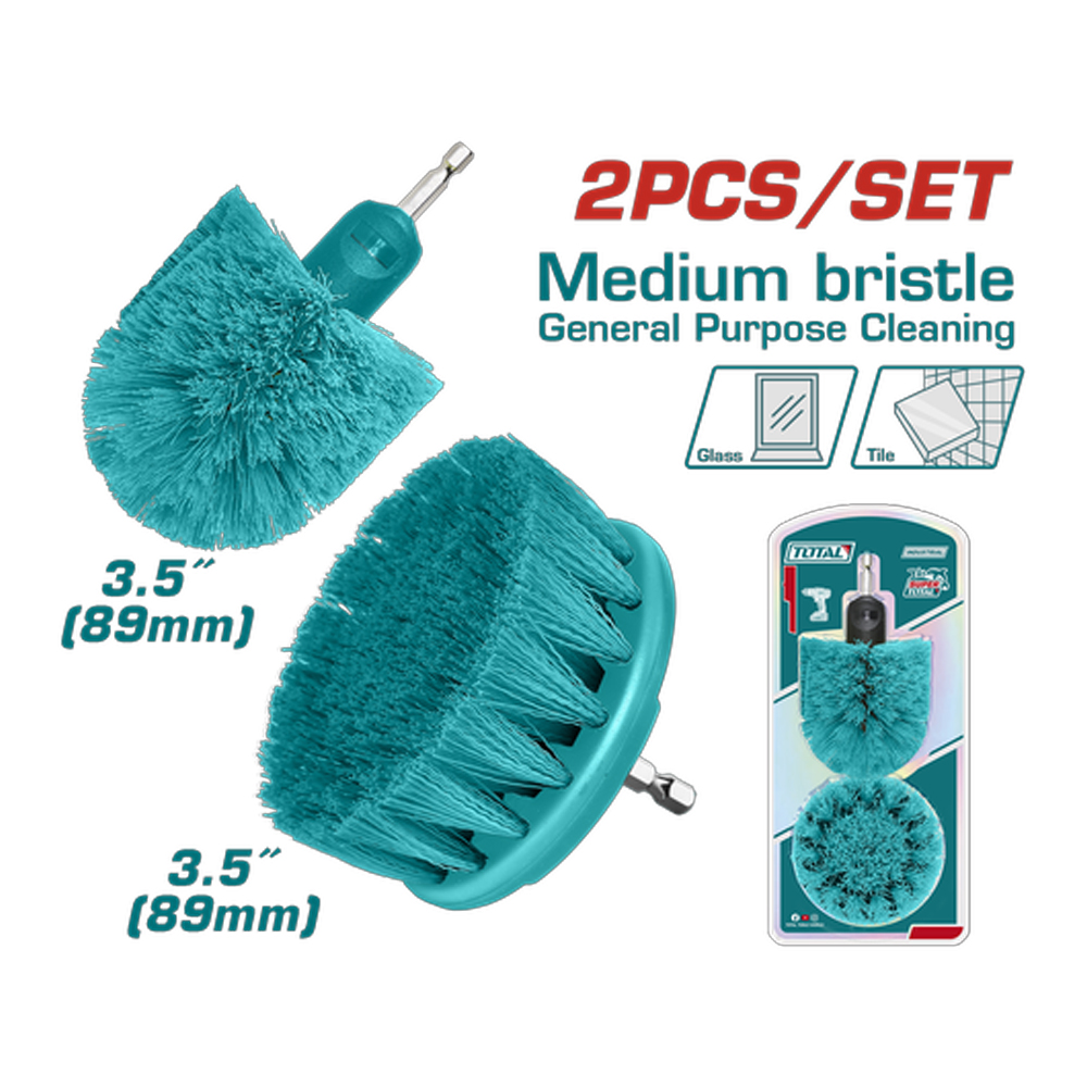 SET DE CEPILLO PARA TALADRO 3,5" JUEGO X 2 PCZ INDUSTRIAL SUPER TOTAL (TACM2335)