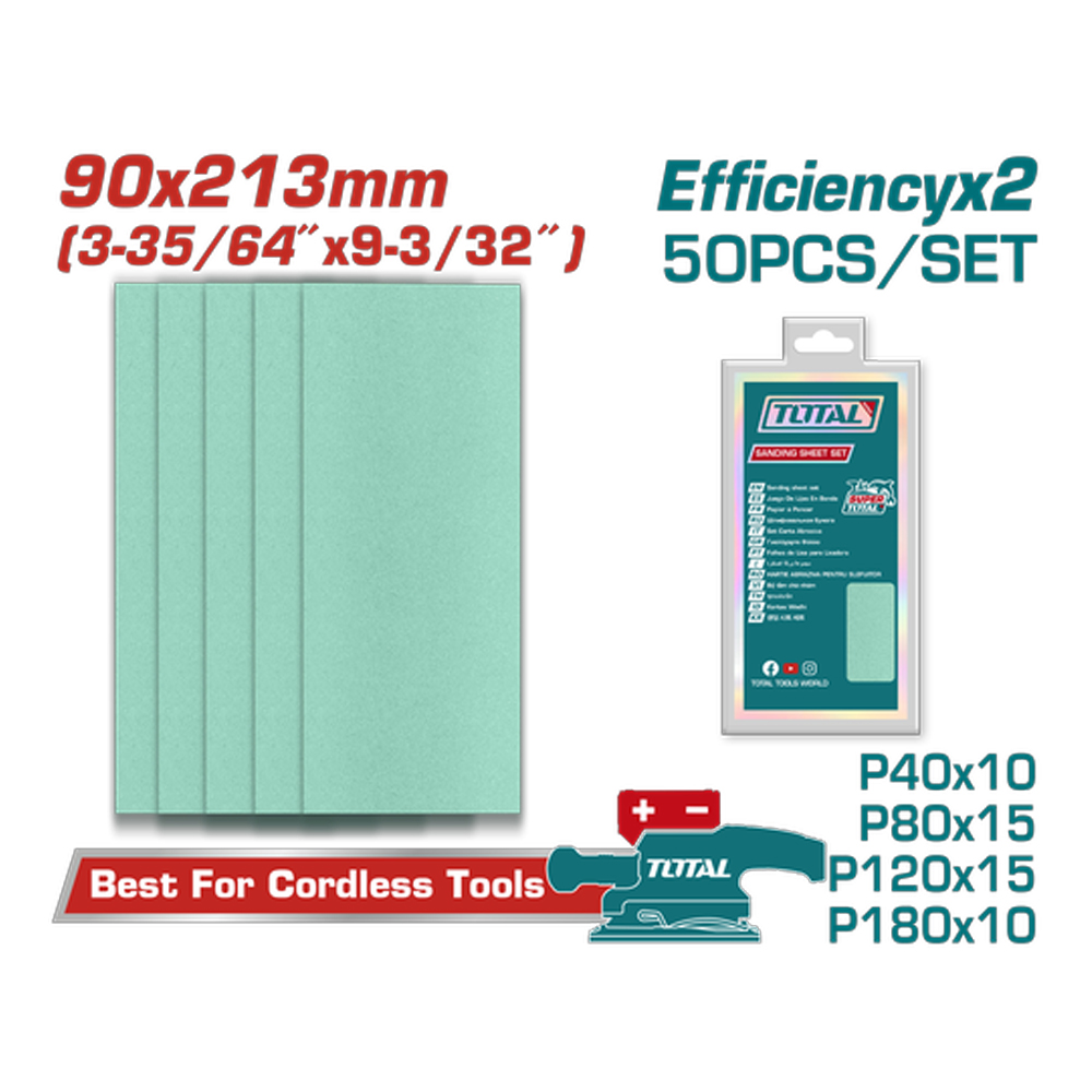 JUEGO DE LIJA  X  50 PIEZAS (90X231CM) INDUSTRIAL TOTAL (TAC0902311)