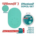 JUEGO DE LIJA X 50 PIEZAS 5" INDUSTRIAL TOTAL (TAC125050)