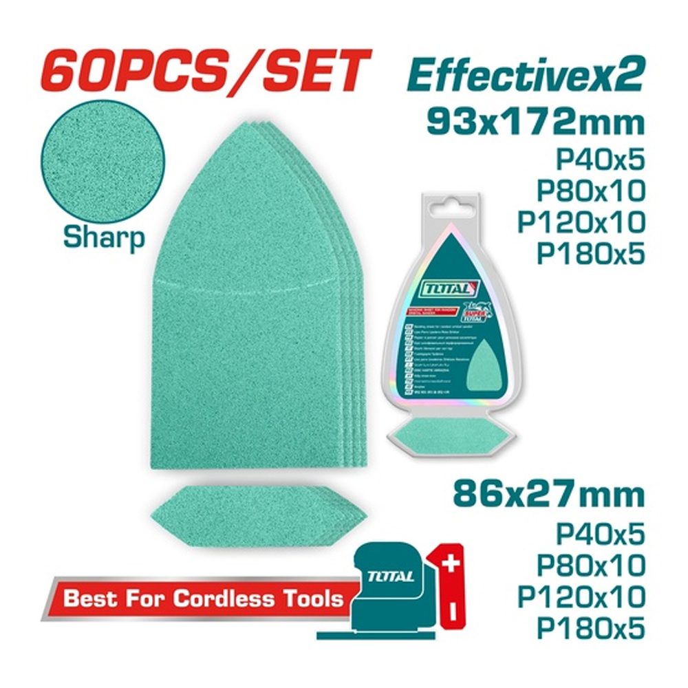 JUEGO DE LIJA X 60 PIEZAS (9.3X17.2CM) INDUSTRIAL TOTAL (TAC938660)