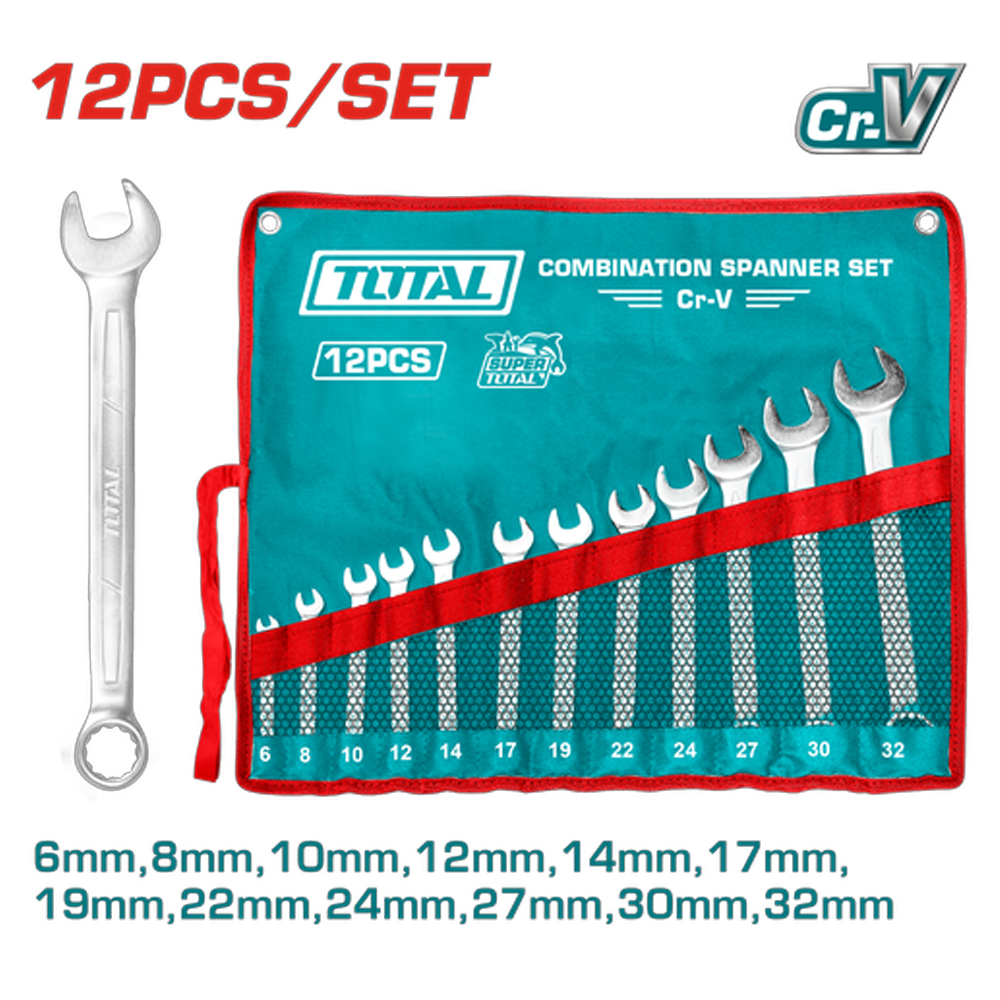 LLAVE MIXTA JUEGO X 12 PZS 6-32MM CRV INDUSTRIAL SUPER TOTAL (THT1022122)