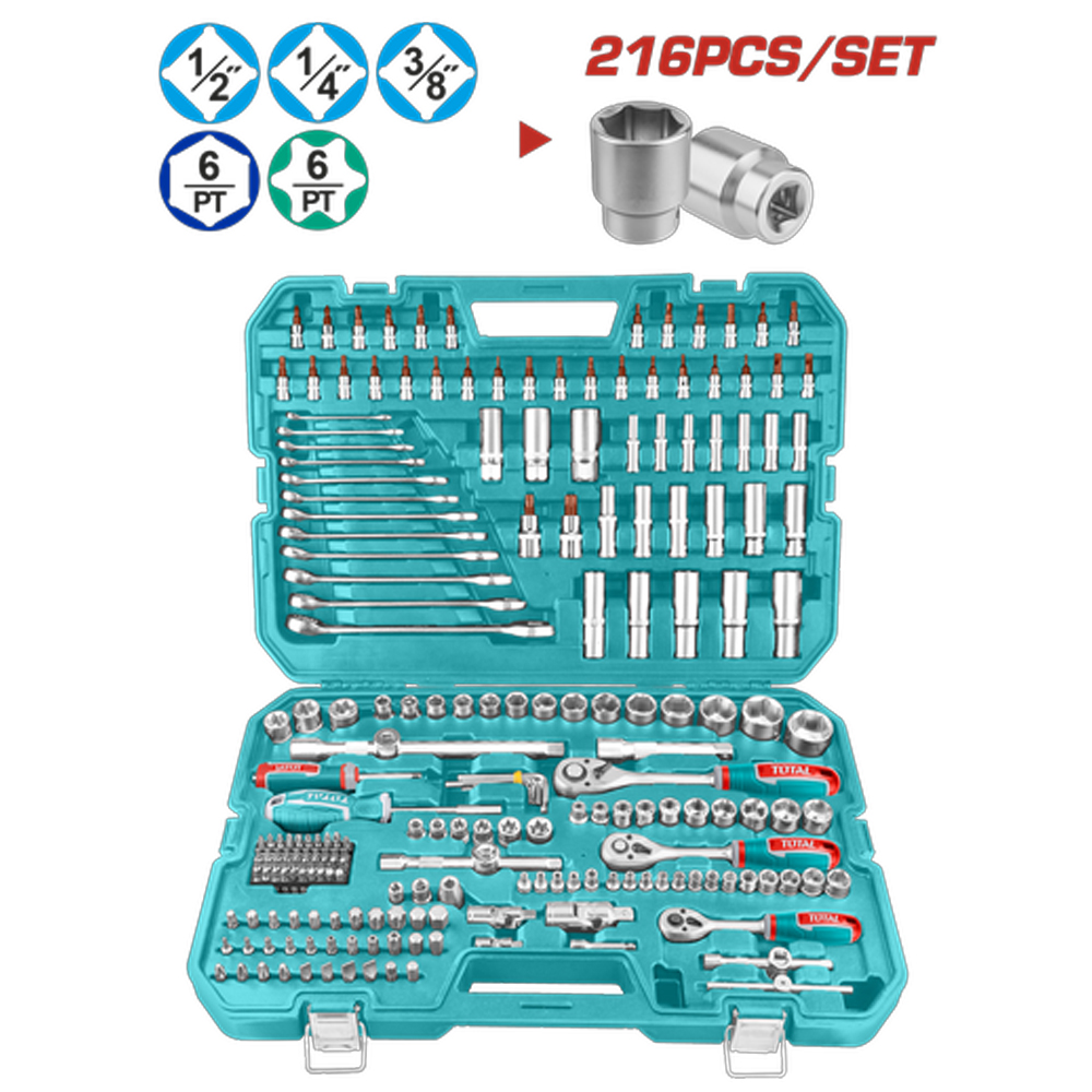 RACHE CON COPAS  1/2,1/4,3/8  X 216PZS INDUSTRIAL SUPER TOTAL (THKTHP22166)