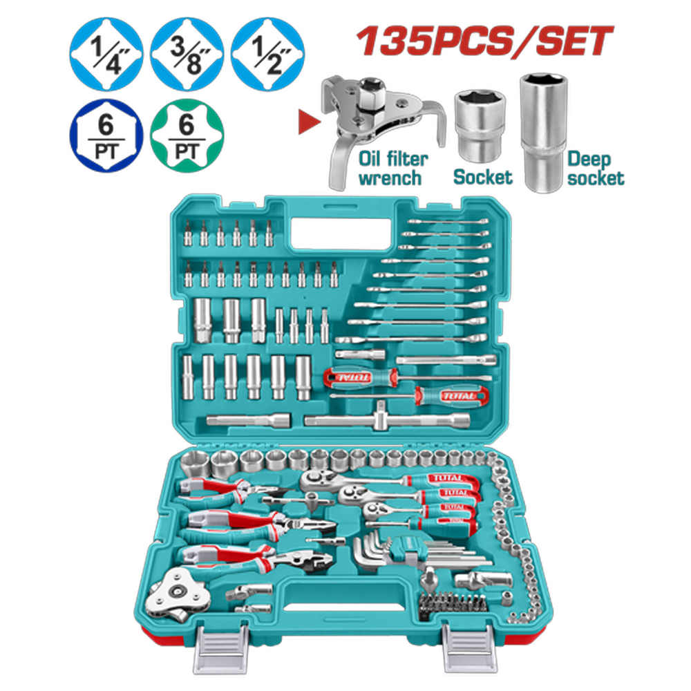 RACHE CON COPAS  1/2,1/4,3/8 X 135 PZS INDUSTRIAL SUPER TOTAL (THKTHP21356)