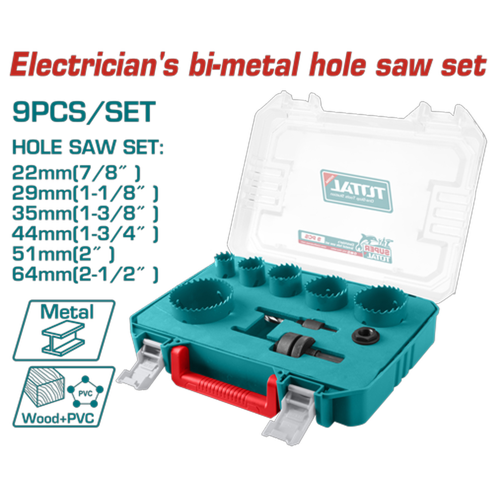 SIERRA COPA BIMETAL 19MM  JUEGO X 9 PZS SUPER TOTAL (TACSH0092)