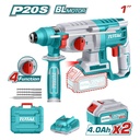 TALADRO ROTOMARTILLO 20V SDS PLUS 2.5 JULES INCLUYE 2 BATERIAS Y 1 CARGADOR SUPER TOTAL (UTRHLI202287)