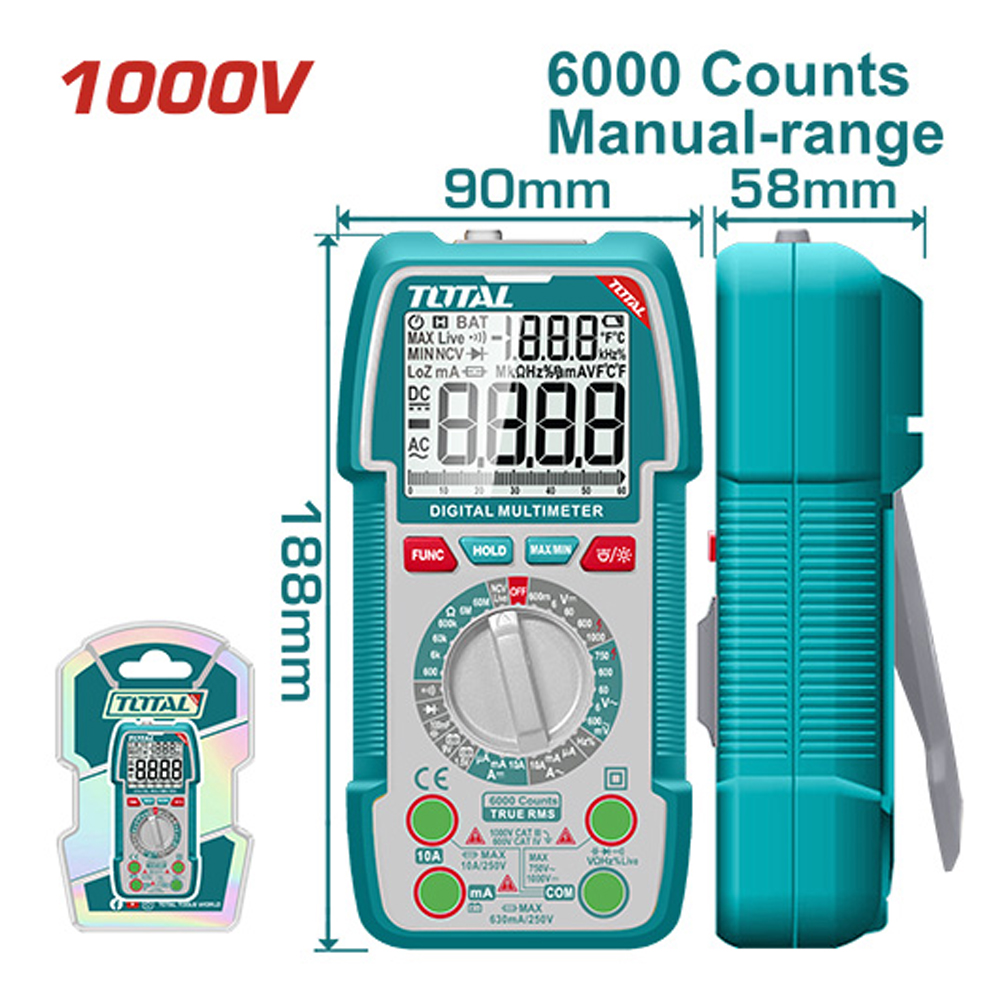 TESTER DIGITAL 1000V INDUSTRIAL SUPER TOTAL (TMT5310002)