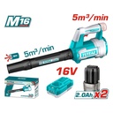 SOPLADORA INALAMBRICA 16V INCLUYE 2 BATERIAS 2.0AH Y CARGADOR INDUSTRIAL TOTAL (UTABLI168082)