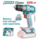 TALADRO INALAMBRICO 3/8" 20V 52 N.M CARGADOR Y BATERIA NO INCLUIDO SUPER TOTAL (TDLI204531)