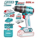 TALADRO INALAMBRICO PERCUTOR 1/2" 86NM 20V CAJA PLASTICA INCLUYE 2  BATERIA 2.0AH, 1 CARGADOR Y ACCESORIOS INDUSTRIAL SUPER TOTAL (UTIDLI208687)