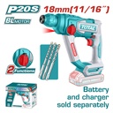 TALADRO INALAMBRICO ROTOMARTILLO SDS PLUS 11/16 BATERIA Y CARGADOR NO INCLUIDO SUPER TOTAL  (TRHLI20188)