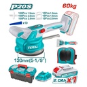 VIBRADOR DE BALDOSA INALAMBRICA 20V CON VENTOSA CAP 60KG INCLUYE 1 PAR DE RODILLERAS, ESPATULA, SEPARADORES DE BALDOSA (1.5-2.0-2.5), 1 BATERIA 2.0AH , CARGADOR Y CAJA HERRAMIENTA INDUSTRIAL TOTAL (UTTVLI20018)