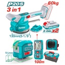 VIBRADOR DE BALDOSA INALAMBRICA 20V CON VENTOSA CAP 60KG INCLUYE 1 PAR DE RODILLERAS, METRO LASER 100M, NIVEL LASER 5 LINEAS 35M LUZ VERDE, 2 BATERISA 2.0AH , CARGADOR Y CAJA HERRAMIENTA INDUSTRIAL SUPER TOTAL (UTOSLI250606)