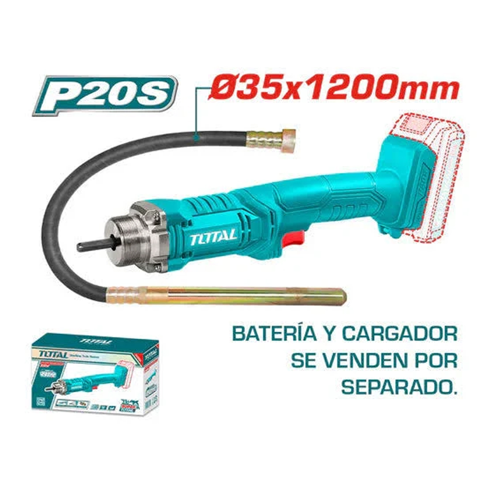 VIBRADOR DE CONCRETO INALAMBRICO 20V BATERIAS Y CARGADOR NO INCLUIDO SUPER TOTAL (TCVLI202301)
