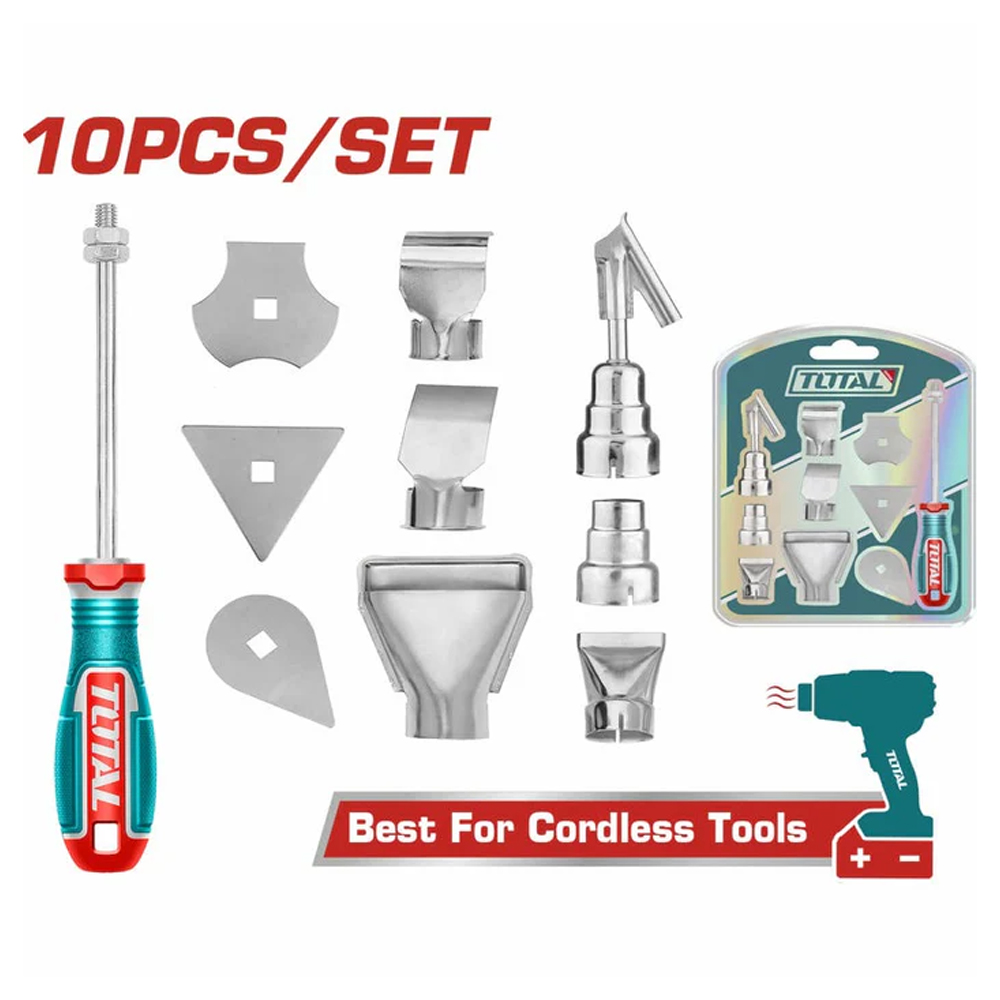 KIT DE ACCESORIOS PARA PISTOLA CALOR X 10 PZS INDUSTRIAL SUPER TOTAL (TBA1011)