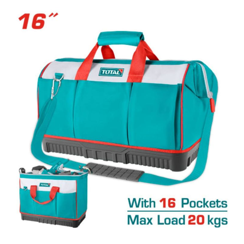 BOLSO DE HERRAMIENTAS 16 REFORZADO INDUSTRIAL CAPACIDAD MAXIMA 20KG SUPER TOTAL (THT16163)