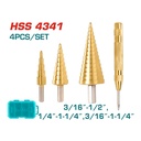 BROCA ESCALONADA JUEGO X 3 PZS +1PUNZON INDUSTRIAL SUPER TOTAL (UTACSD2041)