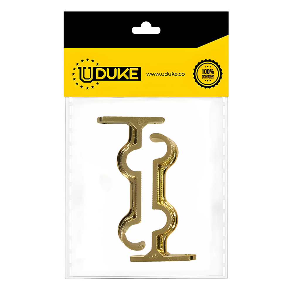 ACCESORIO CORTINERO SOPORTE MURO DOBLE DORADO DE 1/2 PAQ X 2 UDUKE