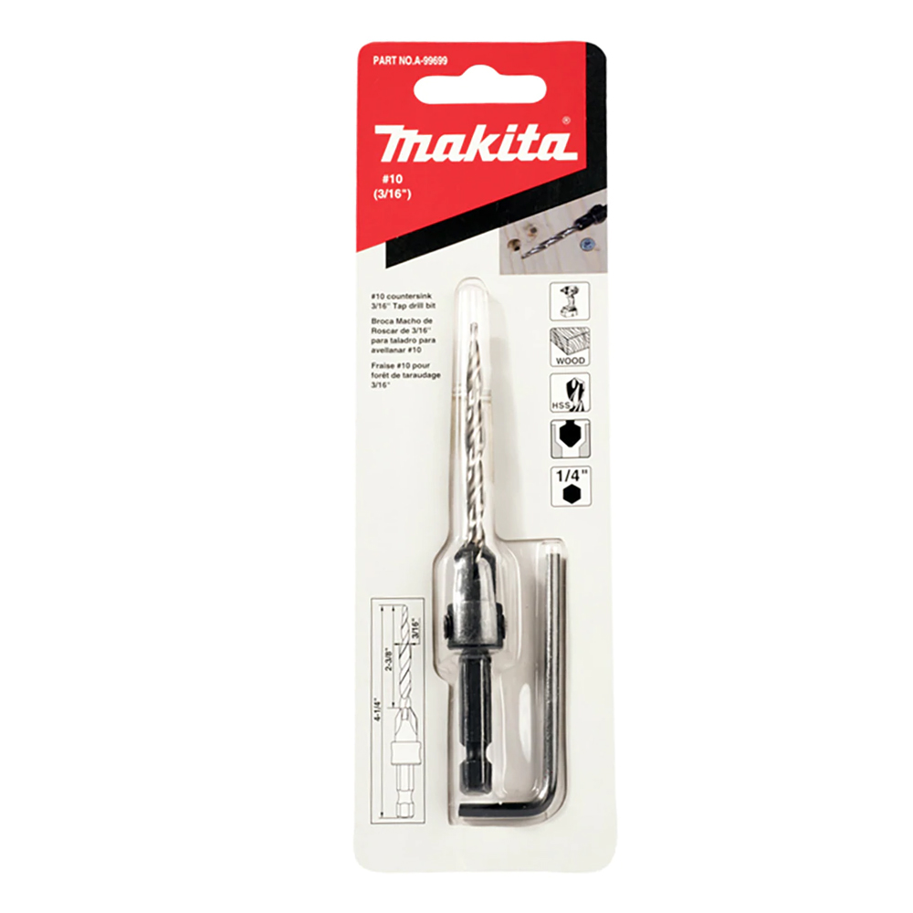 BROCA Y AVELLANADOR MAKITA 3/16 #10 PARA MADERA (A-99699)