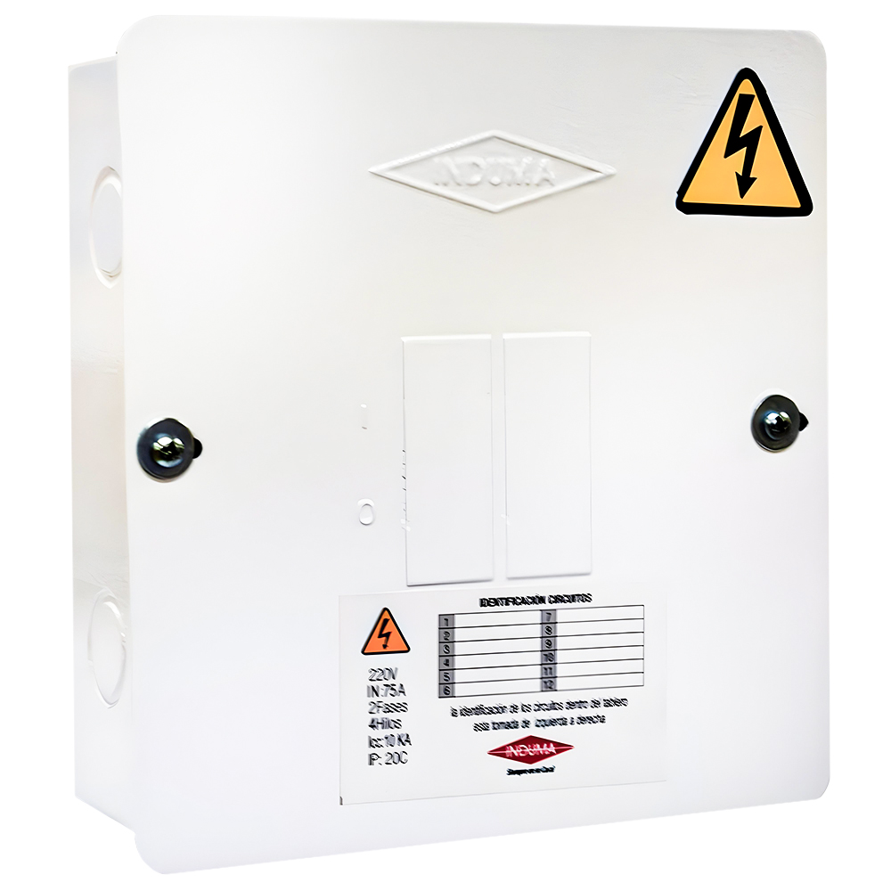 CAJA BREAKER METALICA 2 CIRCUITOS BIFASICA (110-220) CERTIFICADA INDUMA (T7904-004) (T1205-0008)
