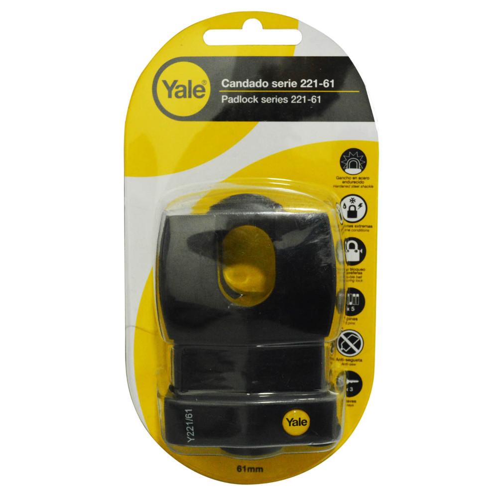 CANDADO YALE INTEMPERIE NEGRO Y221-61MM (8505)