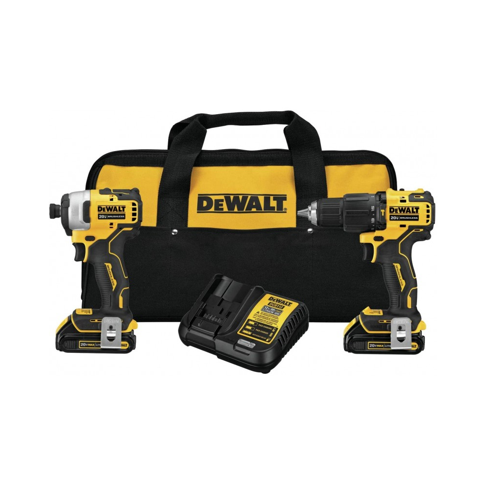 COMBO DEWALT (DCK279D2-B3) TALADRO PERCUTOR ATOMIC 20V MAX BRUSHLESS (DCD709-B3) + ATORNILLADOR DE IMPACTO ATOMIC (DCF809)
