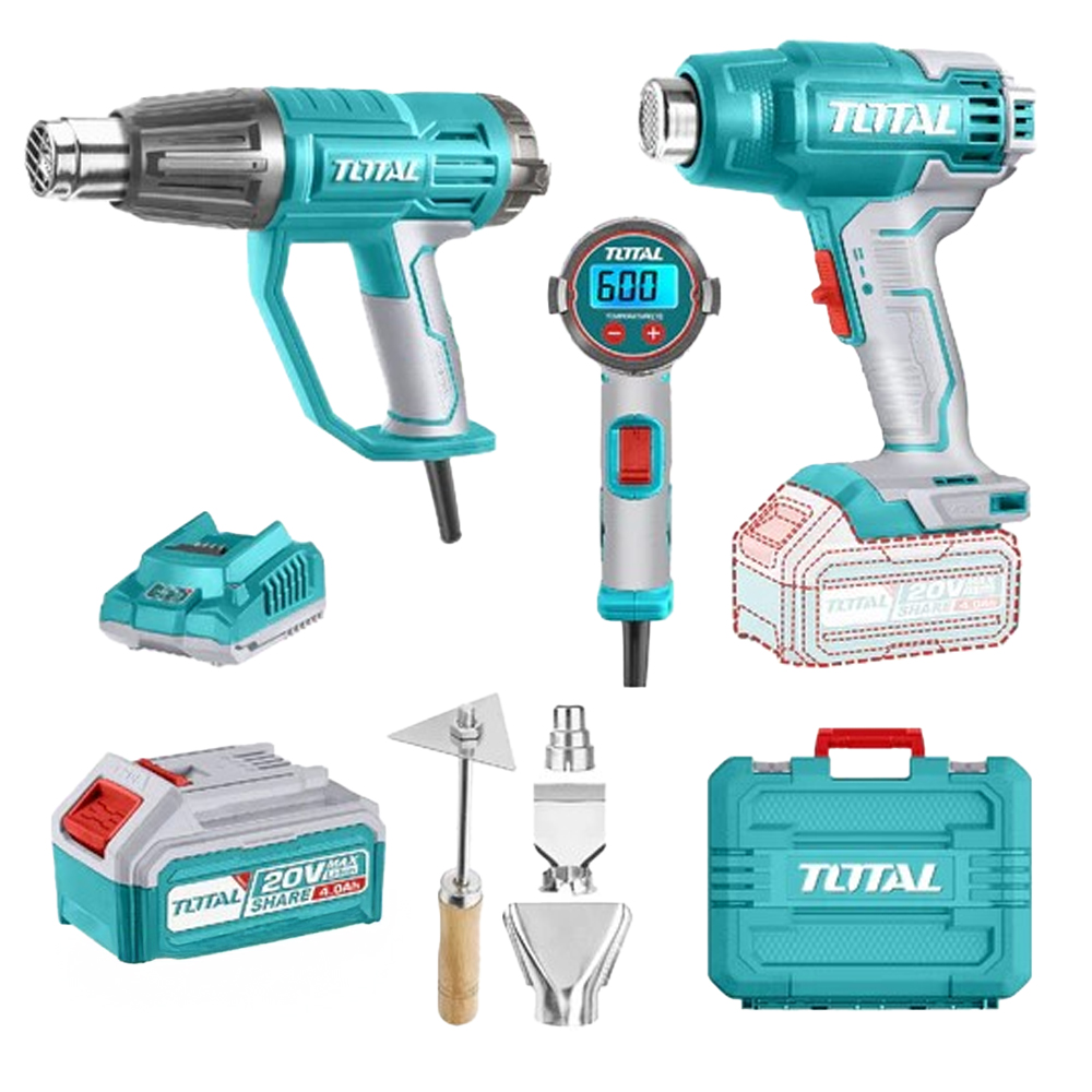 COMBO X 2 PISTOLA DE CALOR INCLUYE  4 ACEESORIOS, 1 BATERIA Y CARGADOR  TOTAL (UTOSLI240201)