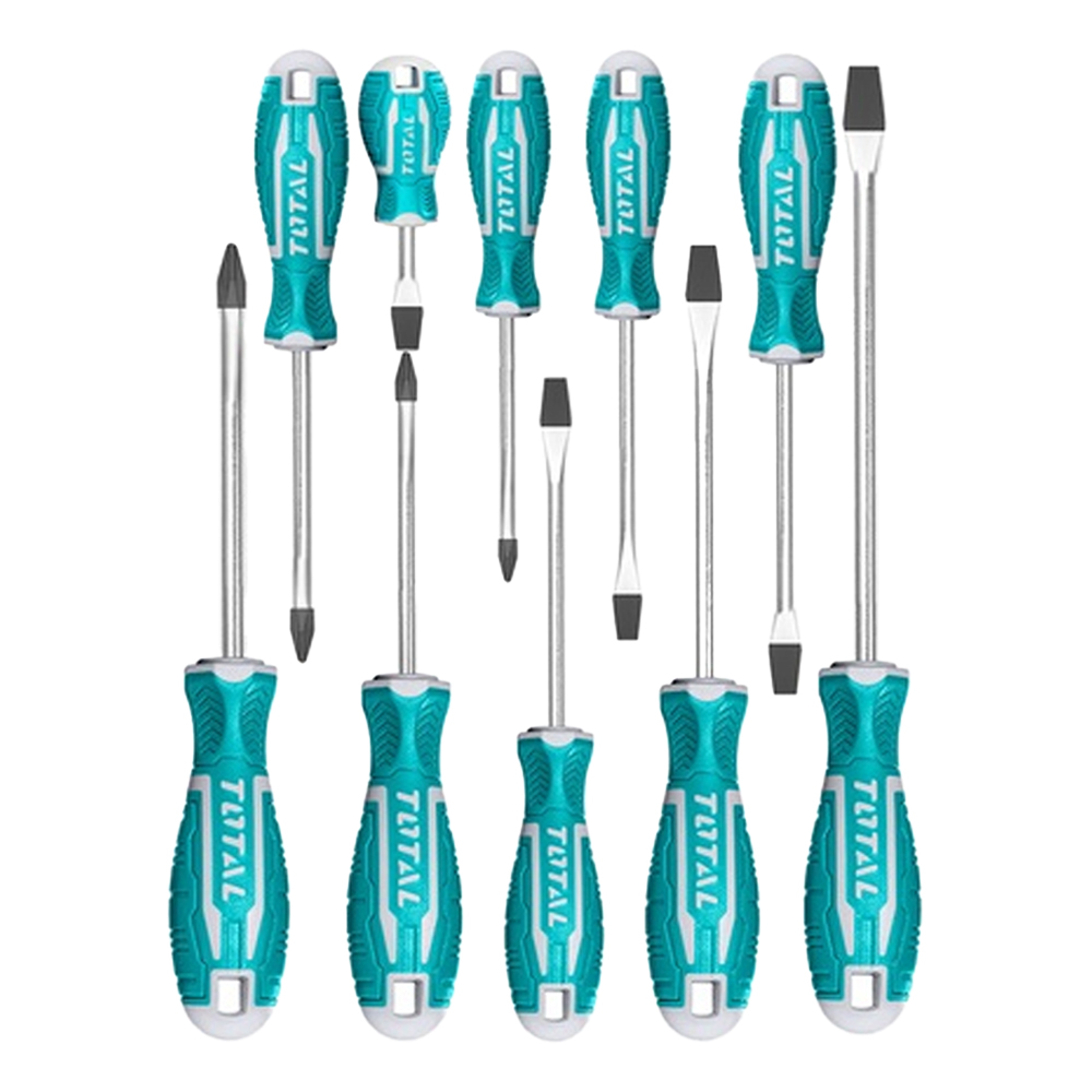 DESTORNILLADOR CROMO VANADIUM IMANTADO JUEGO X 10 PZS TOTAL (THT250610)