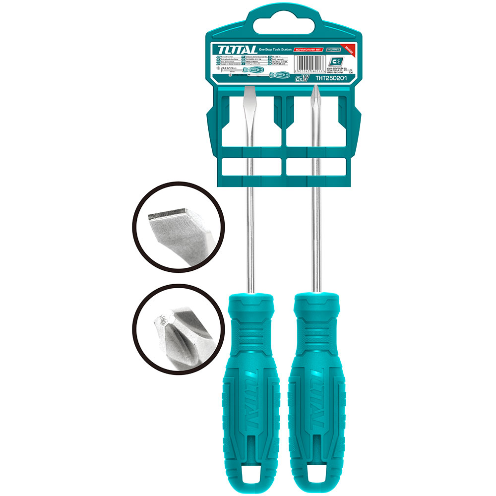 DESTORNILLADOR 1/4X5 CROMO VANADIUM JUEGO X 2 PZS TOTAL (THTDC250201)