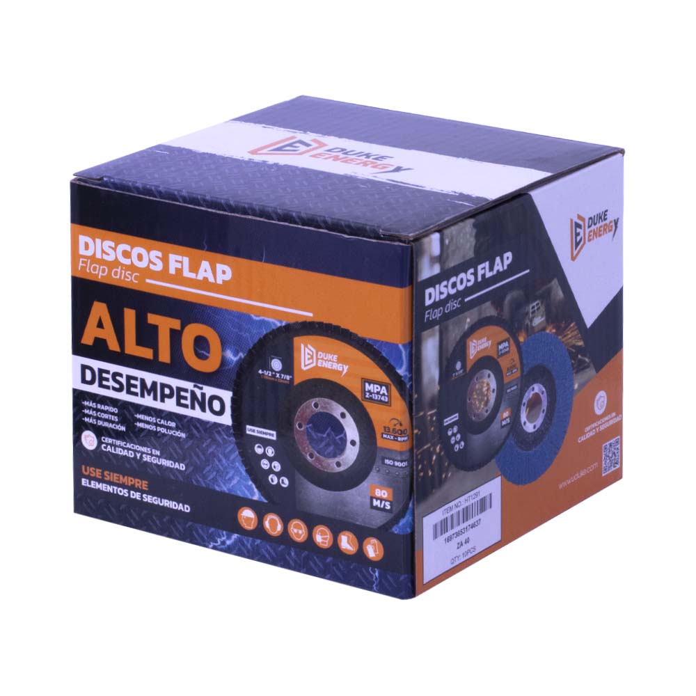 DISCO FLAP DUKE ENERGY 4 1/2 GRANO 40 ZIRCONIO (115MM X 22MM) (HT1291)