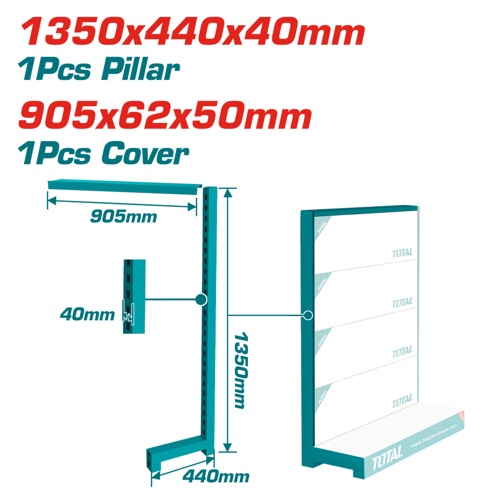 EXHIBIDOR TOTAL PILAR-SOPORTE LATERAL 135CM (TPMSTSCZ01)(135-44-4-CM)