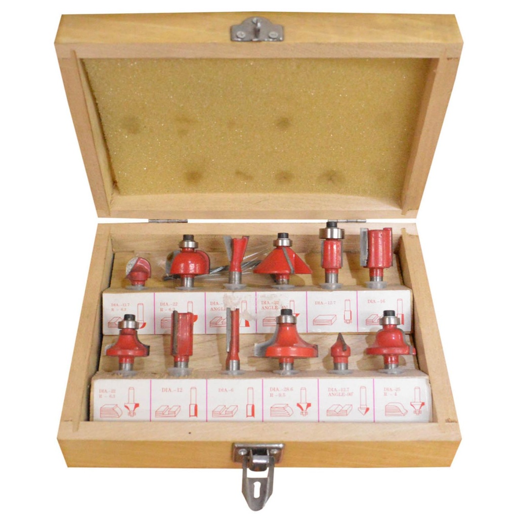 FRESAS PARA RUTEADORA UYUSTOOLS EJE 1/4 X 12 PCS (CQT012)