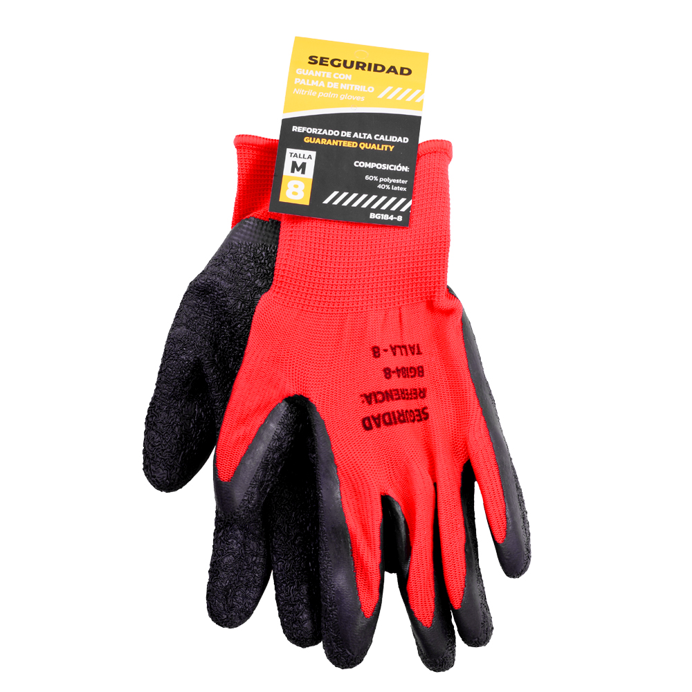 GUANTE NITRILO REFORZADO TALLA 8 SEGURIDAD (BG184-8)